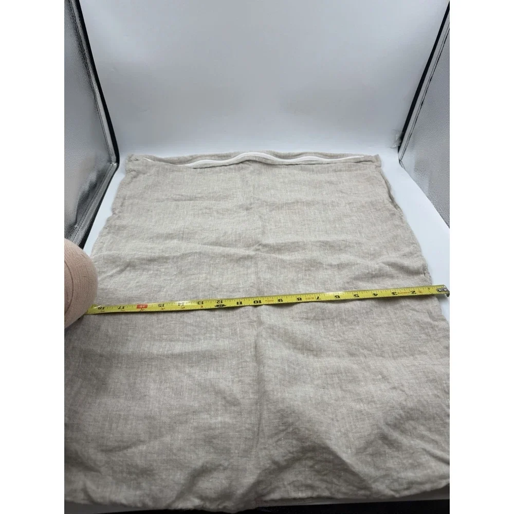 NWOT Beige Linen Pillow Cover W/ Zipper Closure STANDARD Size 23.5x19inch
